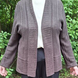 Eileen Fisher Open Cardigan Brown Knitted Linen Size X-Large